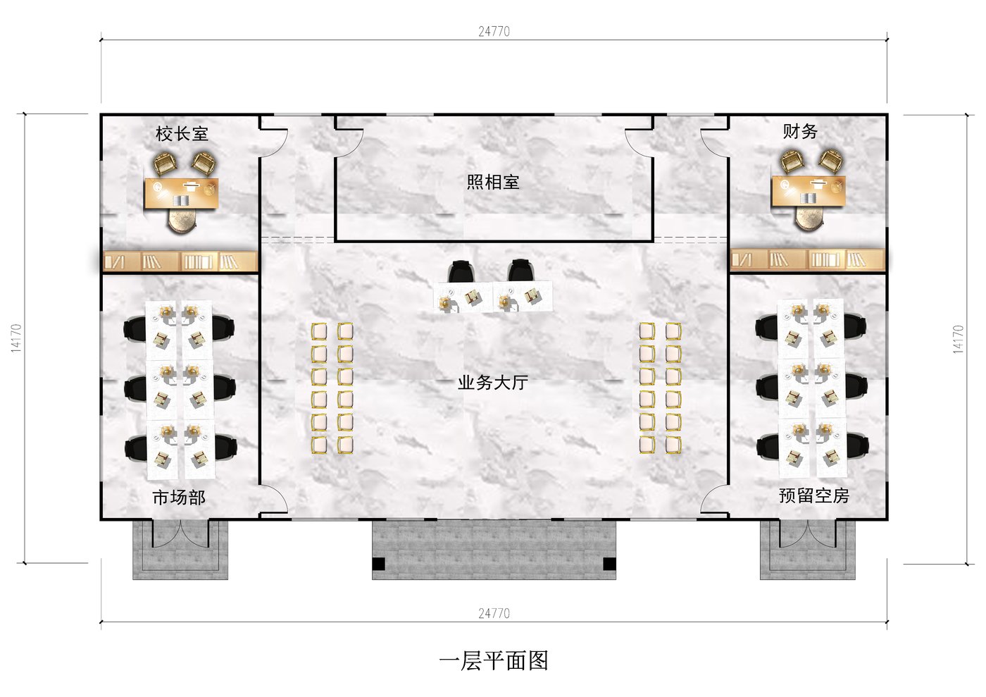 轻钢业务大厅项目(总面积349.26㎡ 25×13米)一层平面布置图