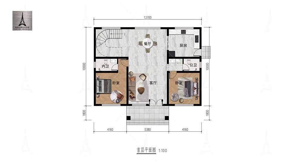 新中式二层轻钢别墅图2