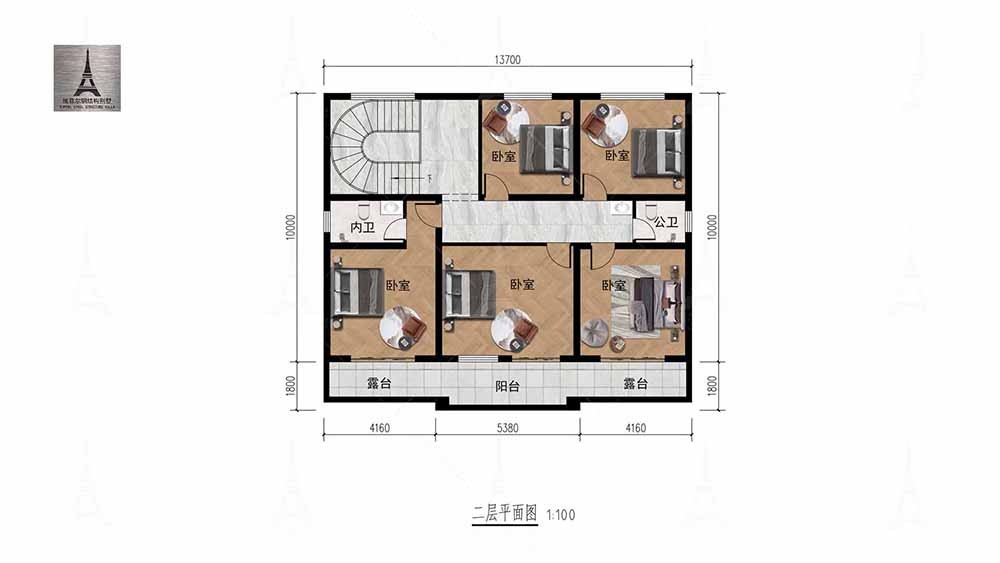 新中式二层轻钢别墅图3