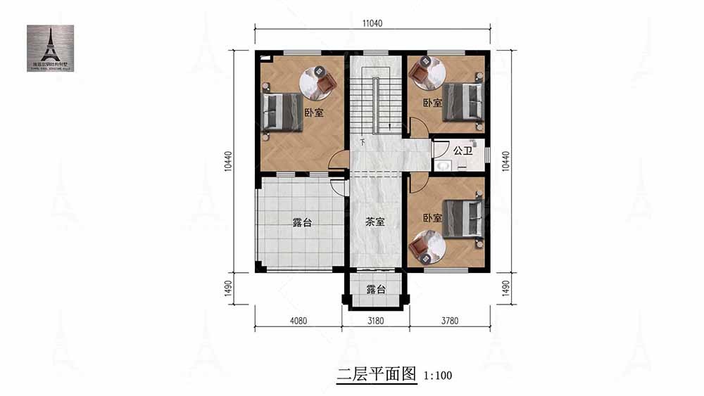 法式二层轻钢别墅五室三厅图2