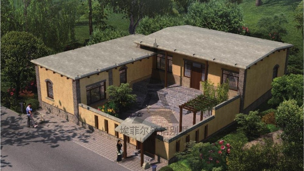 轻钢别墅效果图·美丽乡村：建筑与场地的尺度关系